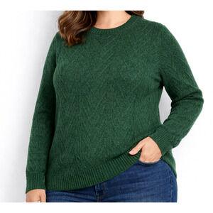 Croft & Barrow Chevron Sweater Women XXL Green Crewneck Pullover Knit Ribbed New
